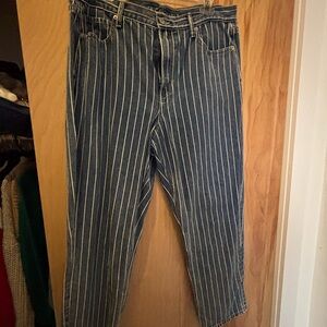 Blue Striped Mom Jeans